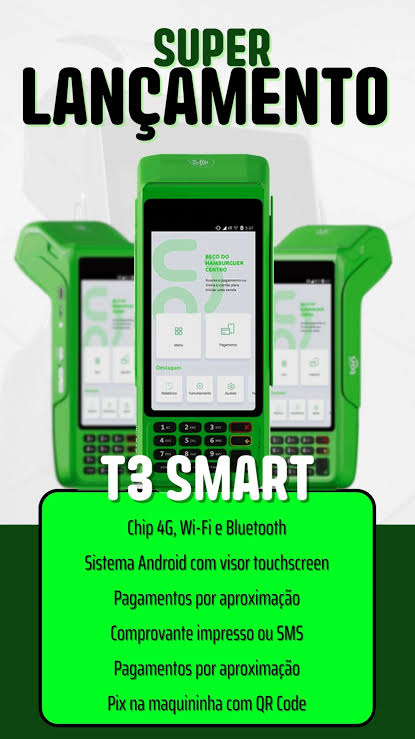 Maquininha de cartão Ton T3 smart com 2 baterias/